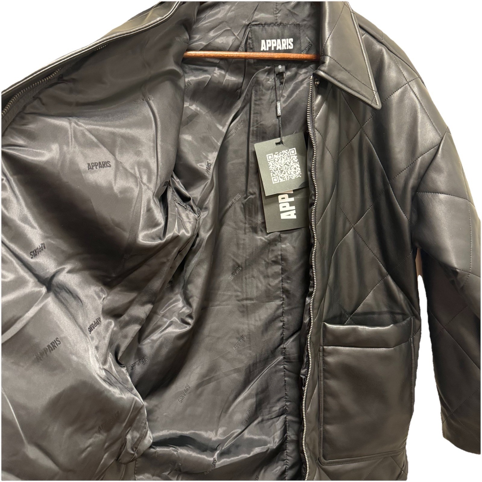 Apparis Stevie Vegan Leather Jacket Quilted Oversized Shacket S — image 5 of 8